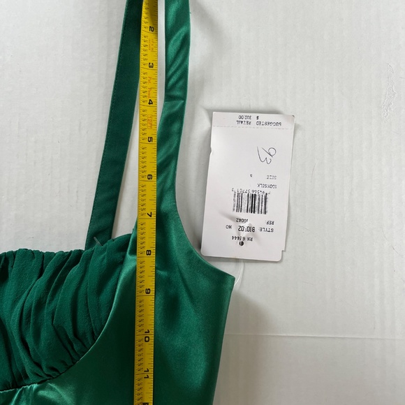 Nicole Miller Sz 8 Silk Tank Midi Lined Cocktail Dress Back Zip Emerald Green - Picture 9 of 10